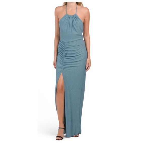 Aidan Mattox Dresses & Skirts - Aidan Mattox  Glitter Halter Maxi Gown Size 6 Formal Fairycore Whimsigoth